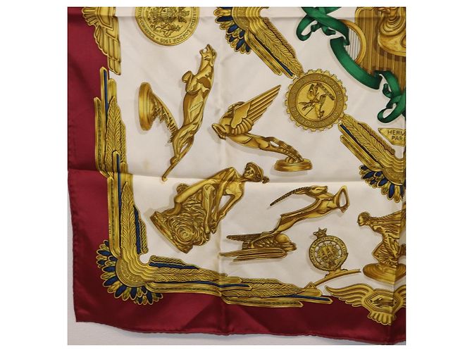 Hermès HERMES Carre 90 Scarf Silk Bordeaux Auth 199240 Bordò - vista 8