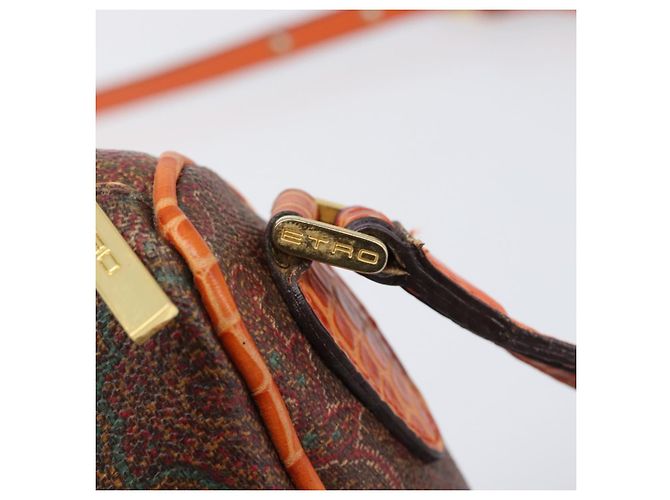 Borsa a tracolla ETRO PVC Canvas Brown Bordeaux Auth 202326V Marrone Bordò - vista 10