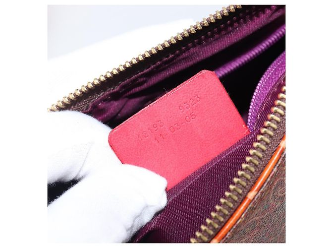 Borsa a tracolla ETRO PVC Canvas Brown Bordeaux Auth 202326V Marrone Bordò - vista 12