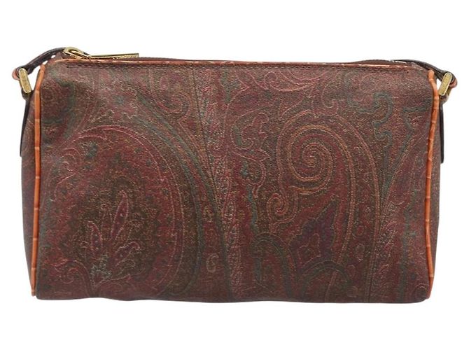 Borsa a tracolla ETRO PVC Canvas Brown Bordeaux Auth 202326V Marrone Bordò - vista 13