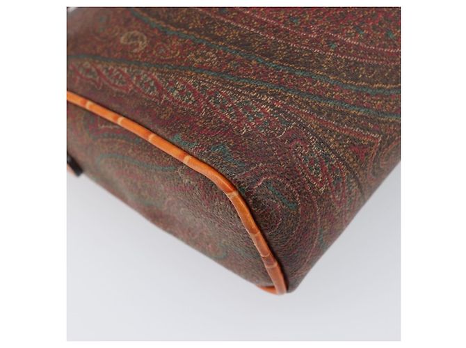 Borsa a tracolla ETRO PVC Canvas Brown Bordeaux Auth 202326V Marrone Bordò - vista 17