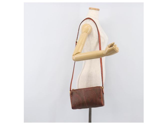 Borsa a tracolla ETRO PVC Canvas Brown Bordeaux Auth 202326V Marrone Bordò - vista 23