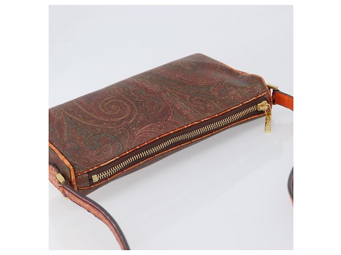 Borsa a tracolla ETRO PVC Canvas Brown Bordeaux Auth 202326V Marrone Bordò - vista 6
