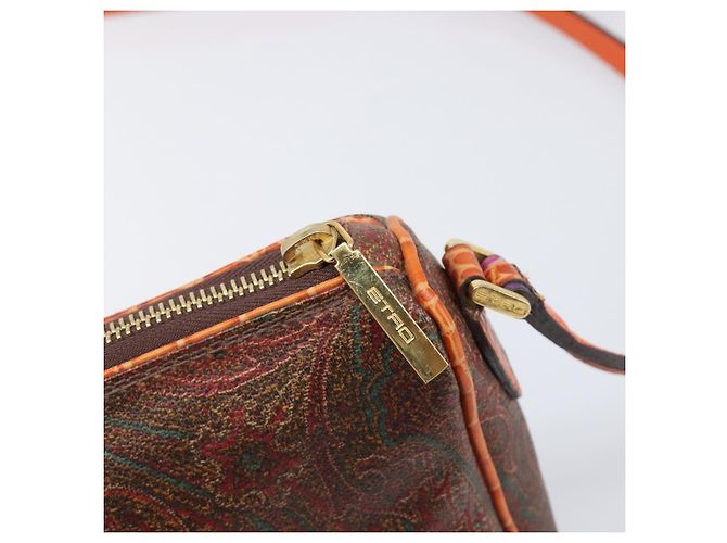 Borsa a tracolla ETRO PVC Canvas Brown Bordeaux Auth 202326V Marrone Bordò - vista 9