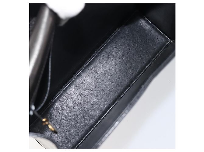 Borsa a mano con catena CHANEL Pelle verniciata Nero Oro CC Auth 201914V D'oro - vista 11