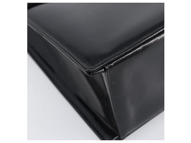 Borsa a mano con catena CHANEL Pelle verniciata Nero Oro CC Auth 201914V D'oro - vista 14