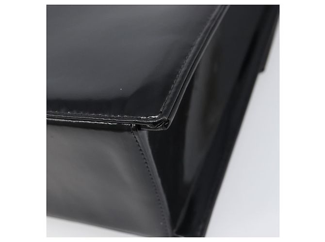 Borsa a mano con catena CHANEL Pelle verniciata Nero Oro CC Auth 201914V D'oro - vista 15