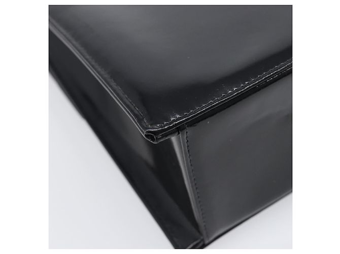 Borsa a mano con catena CHANEL Pelle verniciata Nero Oro CC Auth 201914V D'oro - vista 16