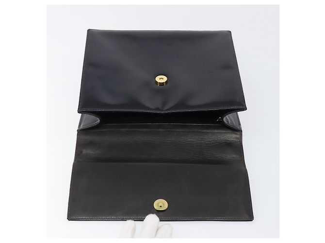 Borsa a mano con catena CHANEL Pelle verniciata Nero Oro CC Auth 201914V D'oro - vista 17