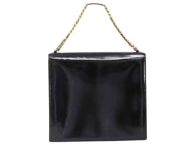 Borsa a mano con catena CHANEL Pelle verniciata Nero Oro CC Auth 201914V D'oro - vista 2