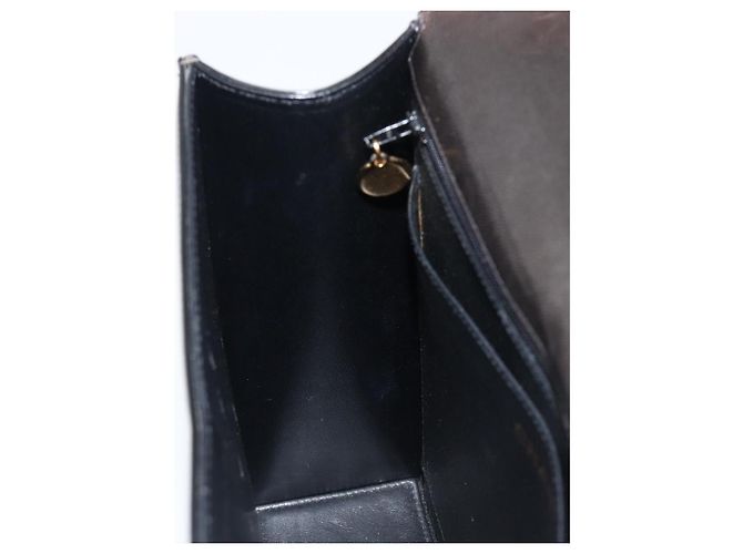 Borsa a mano con catena CHANEL Pelle verniciata Nero Oro CC Auth 201914V D'oro - vista 20