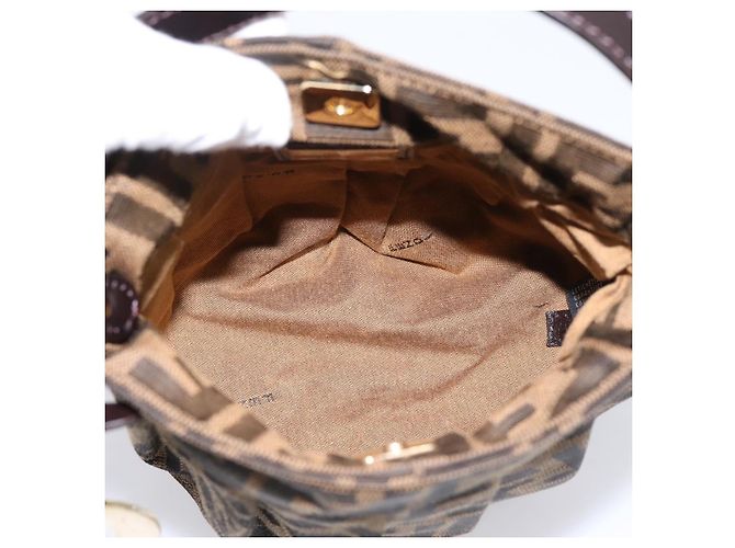 Borsa a mano FENDI Zucca Canvas Marrone Tono Oro 8BK044 Auth 199502V - vista 11