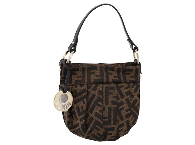 Borsa a mano FENDI Zucca Canvas Marrone Tono Oro 8BK044 Auth 199502V - vista 13