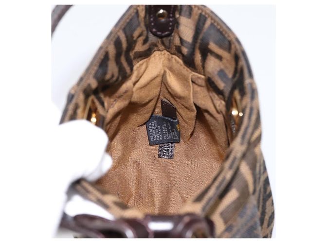 Borsa a mano FENDI Zucca Canvas Marrone Tono Oro 8BK044 Auth 199502V - vista 18
