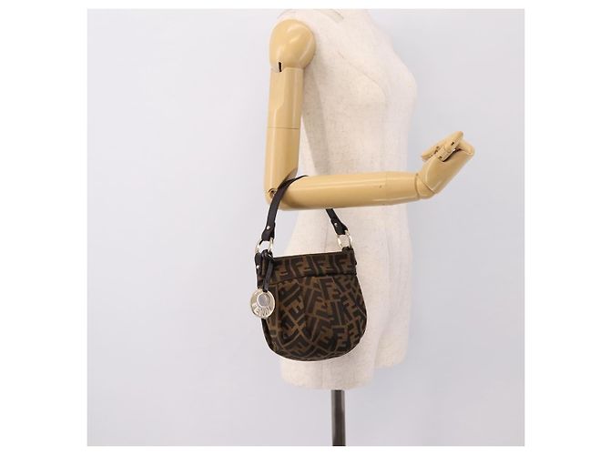 Borsa a mano FENDI Zucca Canvas Marrone Tono Oro 8BK044 Auth 199502V - vista 20