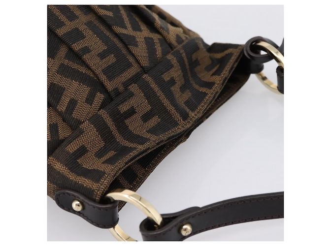Borsa a mano FENDI Zucca Canvas Marrone Tono Oro 8BK044 Auth 199502V - vista 6
