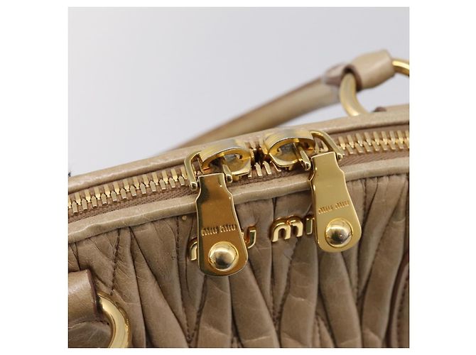 Borsa a mano Miu Miu Matelassé in pelle 2way Beige Tono Oro Auth 200801V - vista 10