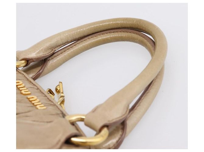 Borsa a mano Miu Miu Matelassé in pelle 2way Beige Tono Oro Auth 200801V - vista 14