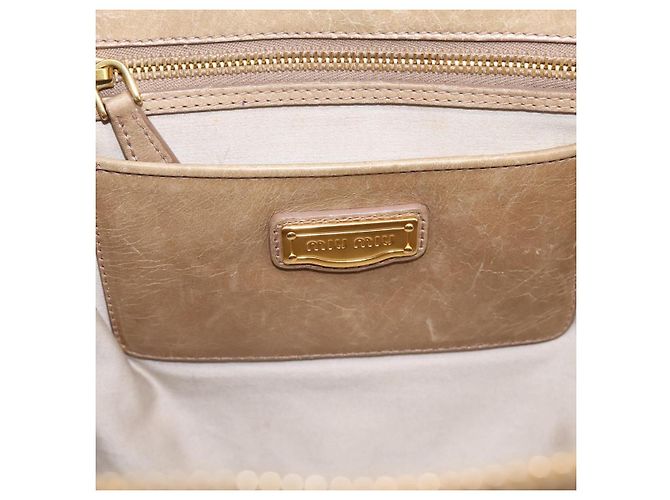 Borsa a mano Miu Miu Matelassé in pelle 2way Beige Tono Oro Auth 200801V - vista 19