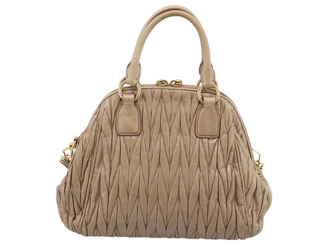 Borsa a mano Miu Miu Matelassé in pelle 2way Beige Tono Oro Auth 200801V - vista 2