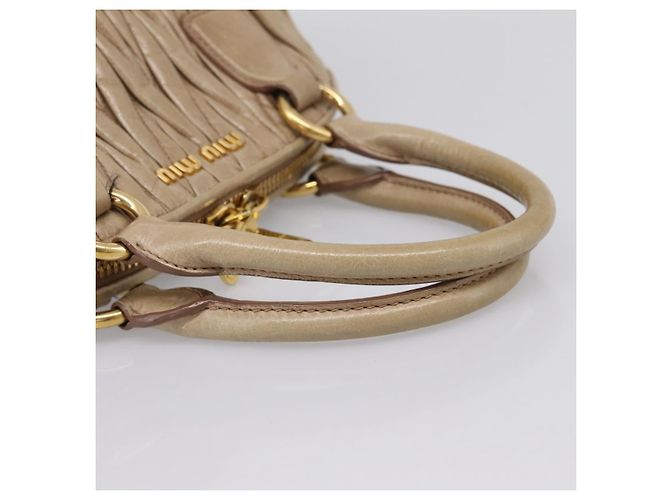 Borsa a mano Miu Miu Matelassé in pelle 2way Beige Tono Oro Auth 200801V - vista 7
