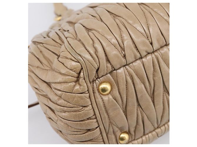 Borsa a mano Miu Miu Matelassé in pelle 2way Beige Tono Oro Auth 200801V - vista 9