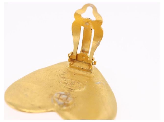 Orecchini Cuore CHANEL Metallo Tono Oro CC Auth 197921M - vista 11