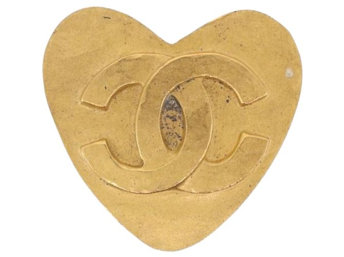 Orecchini Cuore CHANEL Metallo Tono Oro CC Auth 197921M - vista 3