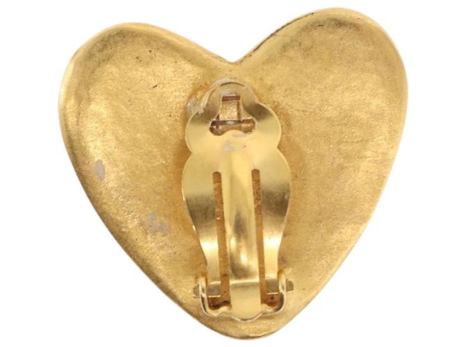 Orecchini Cuore CHANEL Metallo Tono Oro CC Auth 197921M - vista 4