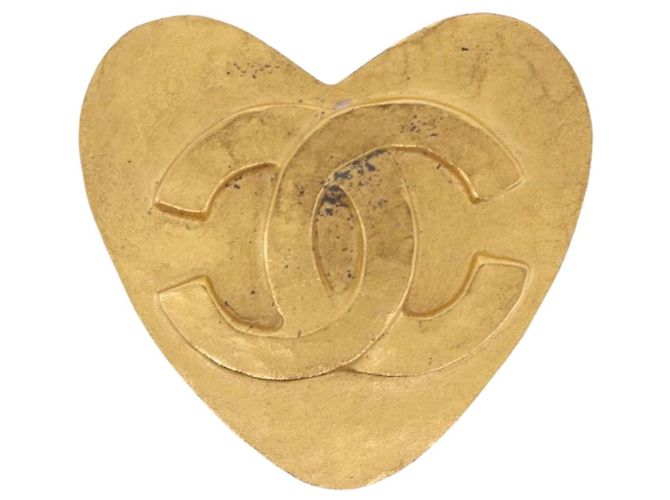 Orecchini Cuore CHANEL Metallo Tono Oro CC Auth 197921M - vista 8