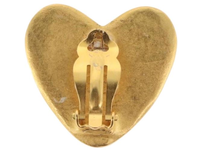 Orecchini Cuore CHANEL Metallo Tono Oro CC Auth 197921M - vista 9