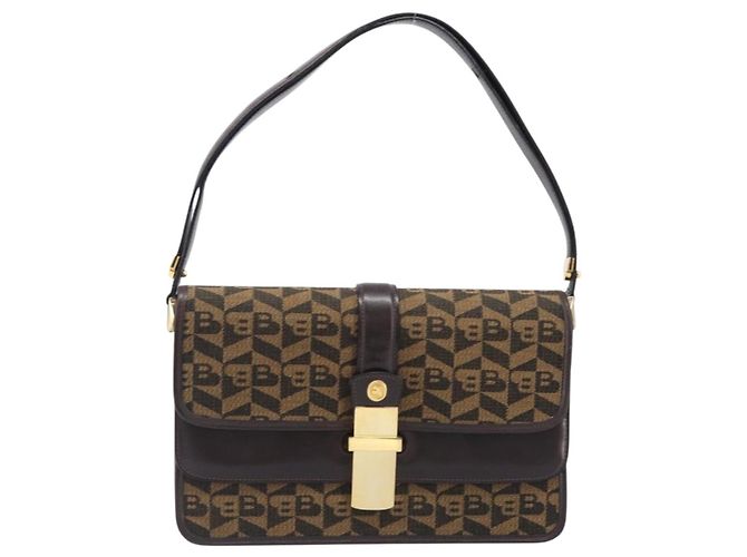Borsa a tracolla BALLY Canvas Gold Brown Auth 199922A Marrone D'oro - vista 13