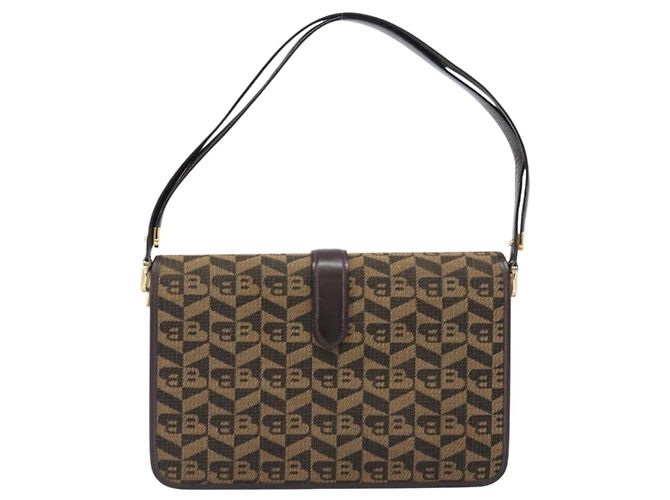 Borsa a tracolla BALLY Canvas Gold Brown Auth 199922A Marrone D'oro - vista 2