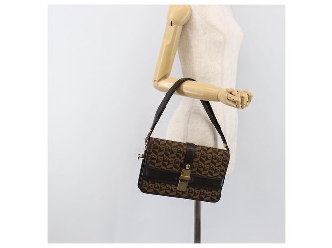 Borsa a tracolla BALLY Canvas Gold Brown Auth 199922A Marrone D'oro - vista 23