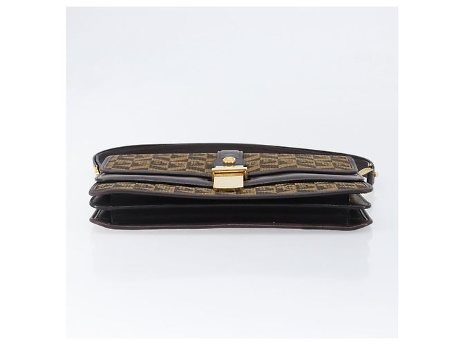 Borsa a tracolla BALLY Canvas Gold Brown Auth 199922A Marrone D'oro - vista 5
