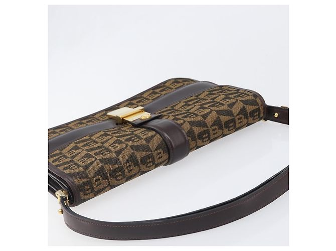 Borsa a tracolla BALLY Canvas Gold Brown Auth 199922A Marrone D'oro - vista 6