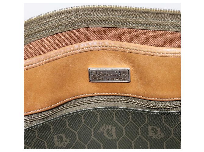 Borsa Tote Christian Dior Honeycomb in PVC e pelle Khaki e tono oro Auth 202274 Cachi - vista 11