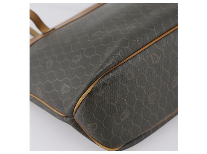 Borsa Tote Christian Dior Honeycomb in PVC e pelle Khaki e tono oro Auth 202274 Cachi - vista 16
