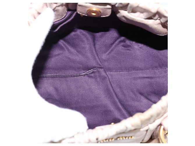 Borsa a mano Miu Miu Vitellolux in pelle 2way Beige Tono Oro Auth 200811 - vista 11