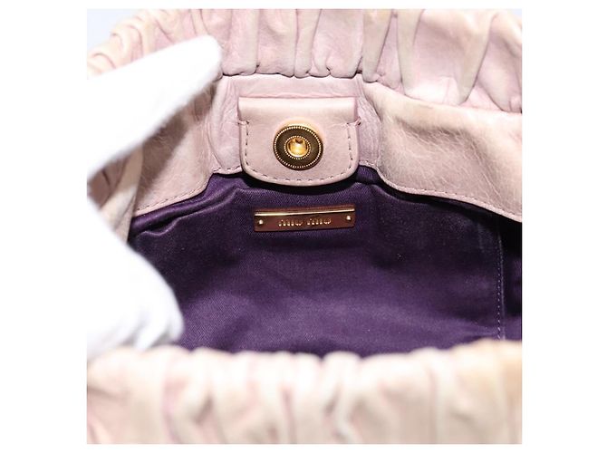 Borsa a mano Miu Miu Vitellolux in pelle 2way Beige Tono Oro Auth 200811 - vista 18