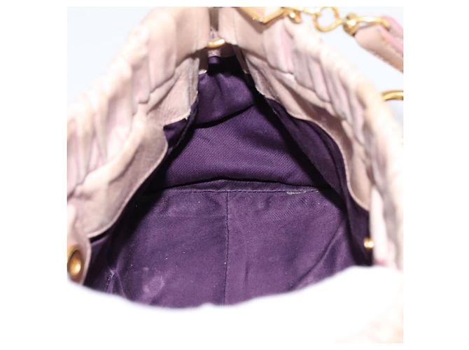 Borsa a mano Miu Miu Vitellolux in pelle 2way Beige Tono Oro Auth 200811 - vista 19
