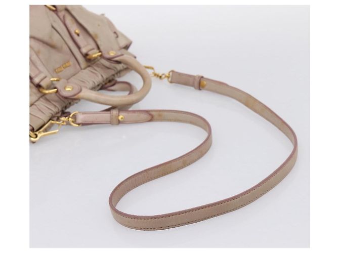 Borsa a mano Miu Miu Vitellolux in pelle 2way Beige Tono Oro Auth 200811 - vista 9