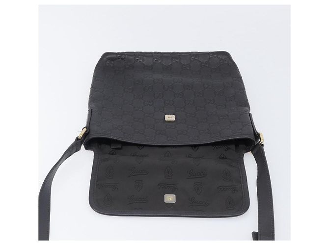 Borsa a tracolla GUCCI GG Canvas Guccissima in pelle nera e oro Auth hk4122 Nero D'oro - vista 10