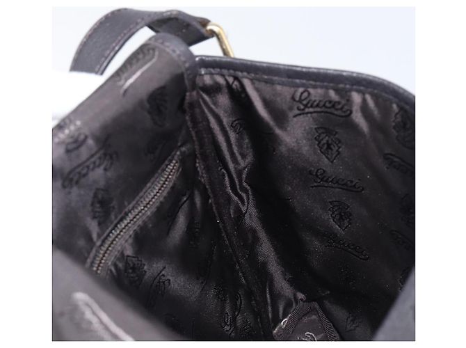 Borsa a tracolla GUCCI GG Canvas Guccissima in pelle nera e oro Auth hk4122 Nero D'oro - vista 19
