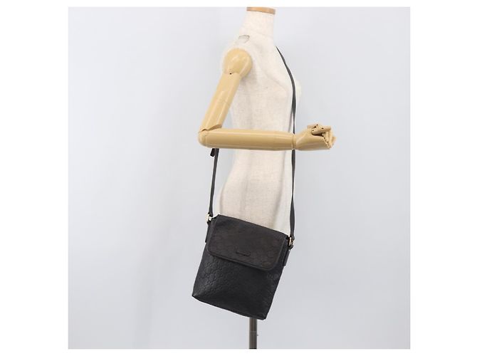 Borsa a tracolla GUCCI GG Canvas Guccissima in pelle nera e oro Auth hk4122 Nero D'oro - vista 23