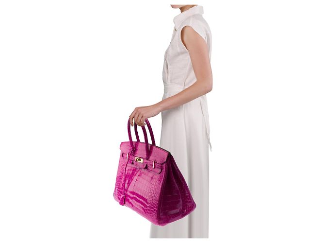 Hermès Borsa HERMES Birkin 35 in Pelli esotiche Rosa - 103878 - vista 13