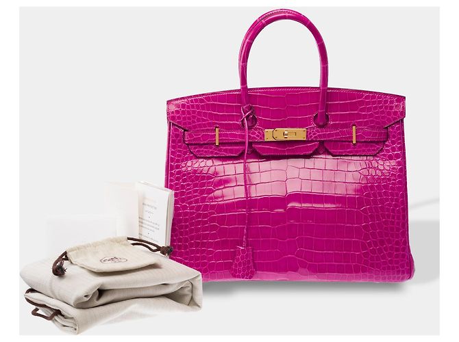 Hermès Borsa HERMES Birkin 35 in Pelli esotiche Rosa - 103878 - vista 2