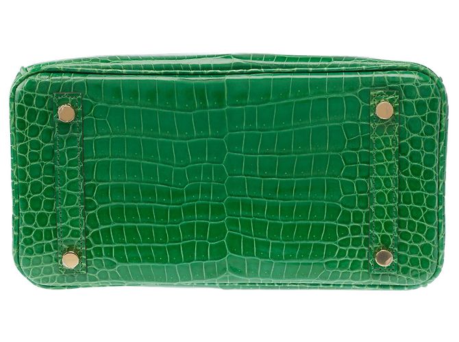 Hermès Borsa HERMES Birkin 25 in Pelli esotiche Verde - 103879 - vista 11
