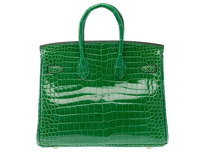 Hermès Borsa HERMES Birkin 25 in Pelli esotiche Verde - 103879 - vista 4