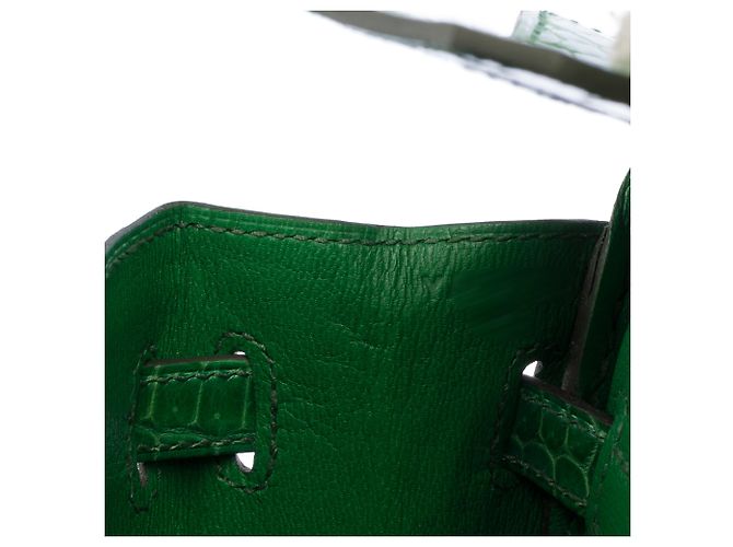 Hermès Borsa HERMES Birkin 25 in Pelli esotiche Verde - 103879 - vista 8